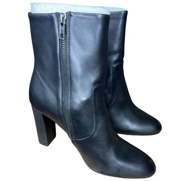 NEW Steve Madden Editor Dress Black Leather Bootie 9.5M - Picture 1 of 12